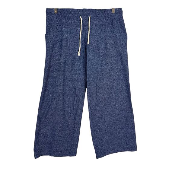 Lagaci Women’s Blue Wide Leg Lounge Pants Size Large L Cotton Blend Drawstring - Picture 1 of 10